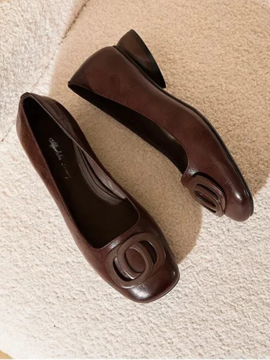 Leonora - Femme en cuir avec bout carré élégant