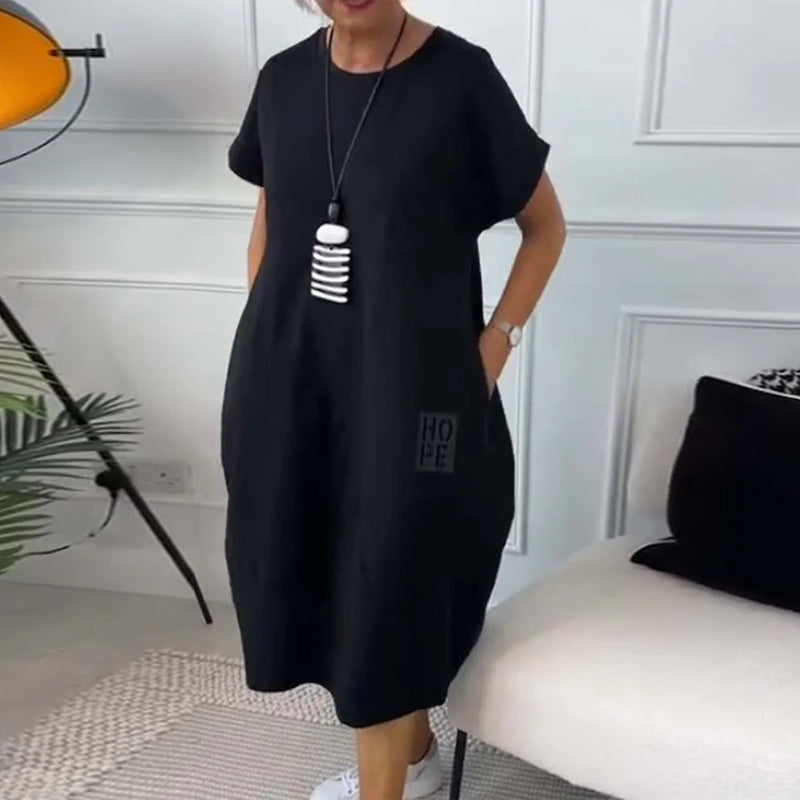Marie™ - Robe Décontractée à Manches Courtes avec Imprimé Lettre pour Femme