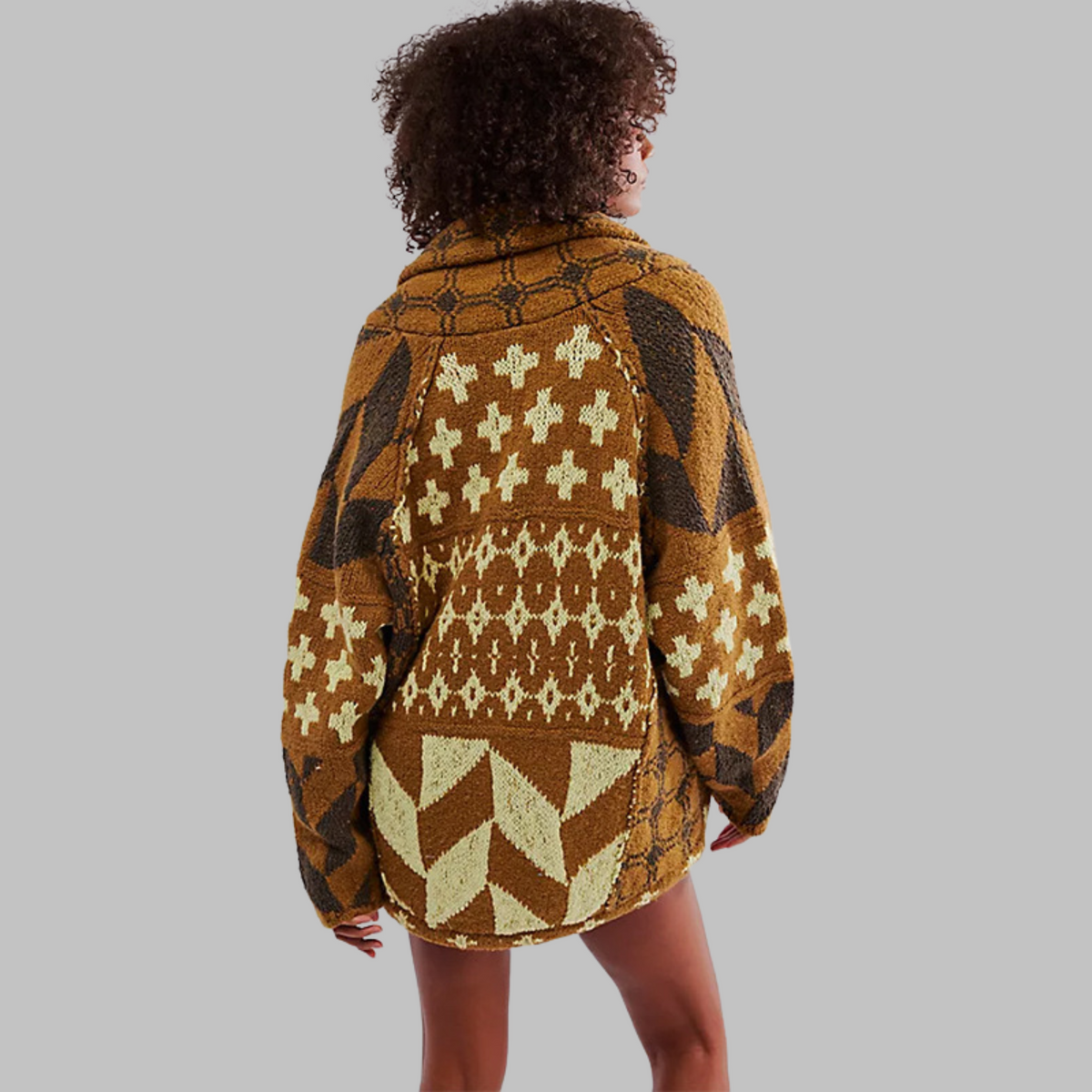Quenalya - Cardigan Oversize à Col Boutonné Vintage