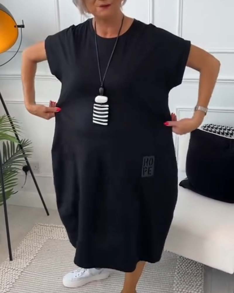 Marie™ - Robe Décontractée à Manches Courtes avec Imprimé Lettre pour Femme