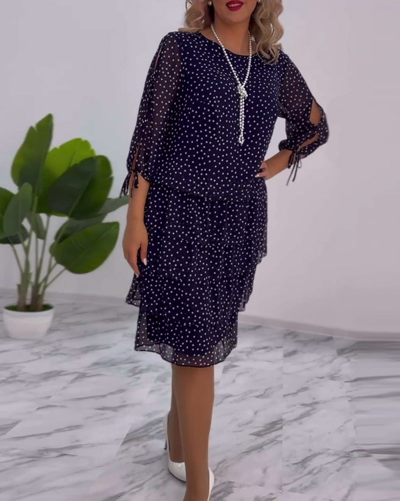 Fallon - Robe femme à pois avec manches en dentelle
