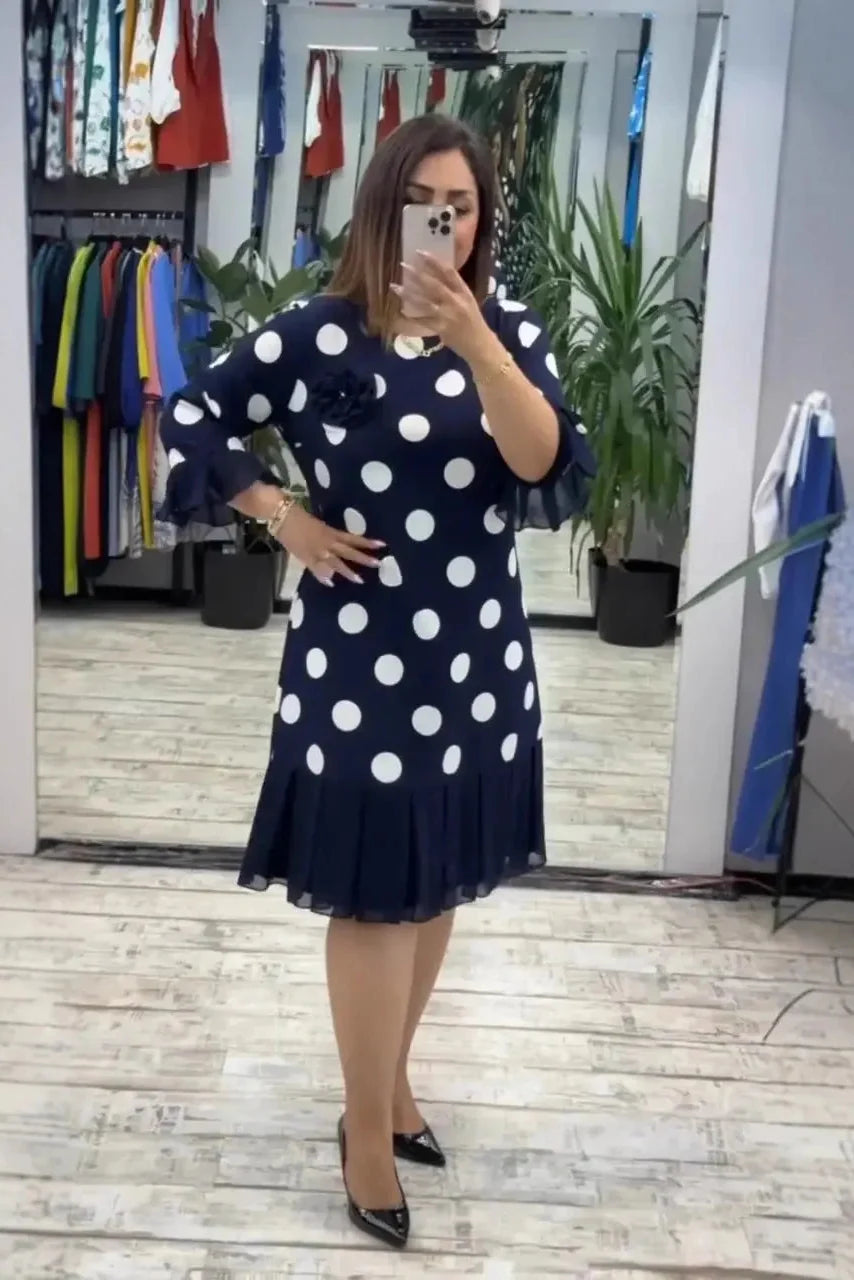 Manouk - Robe femme à pois avec jupe plissée élégante