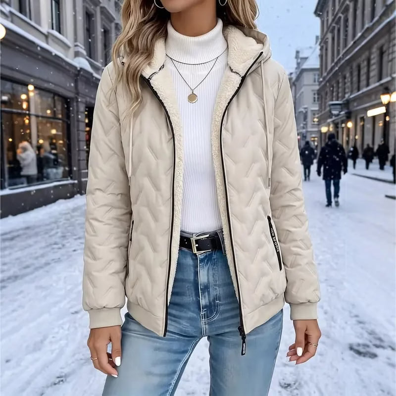 Pieternel - Veste polaire à capuche avec doublure chaude et poches pour femme