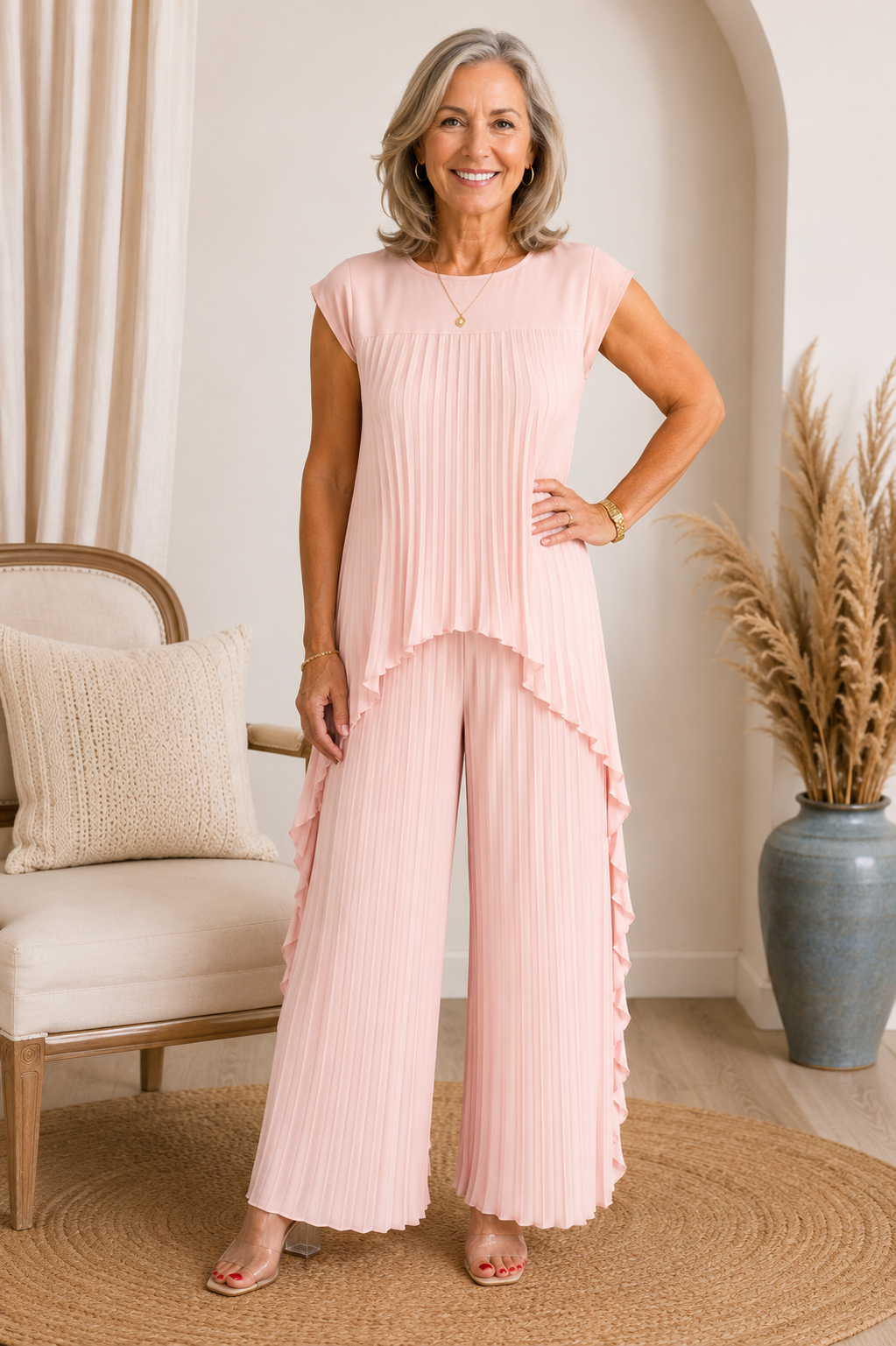 Maevis - Ensemble femme plissé avec pantalon large