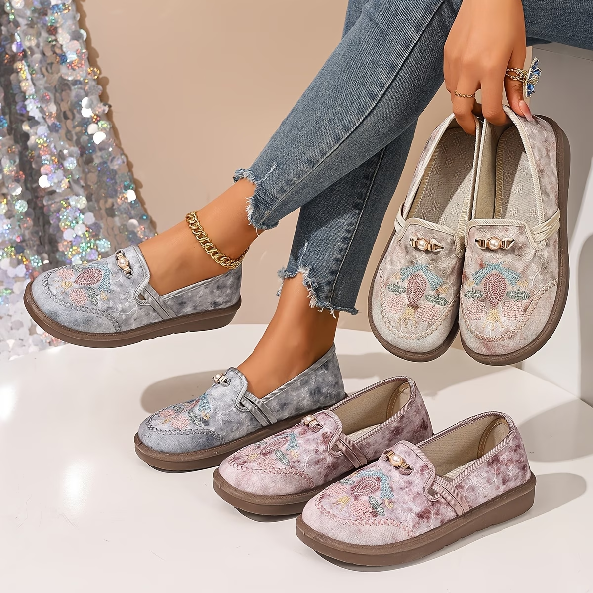 Fynora™ - Chaussures Femme Confort Quotidien Design Brodé Style Décontracté