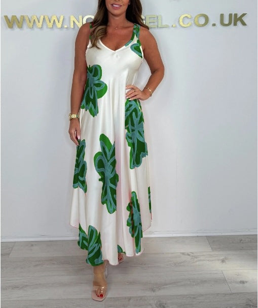 Carisia™ - Robe Maxi à Bretelles Imprimée pour une Élégance Estivale et Légère