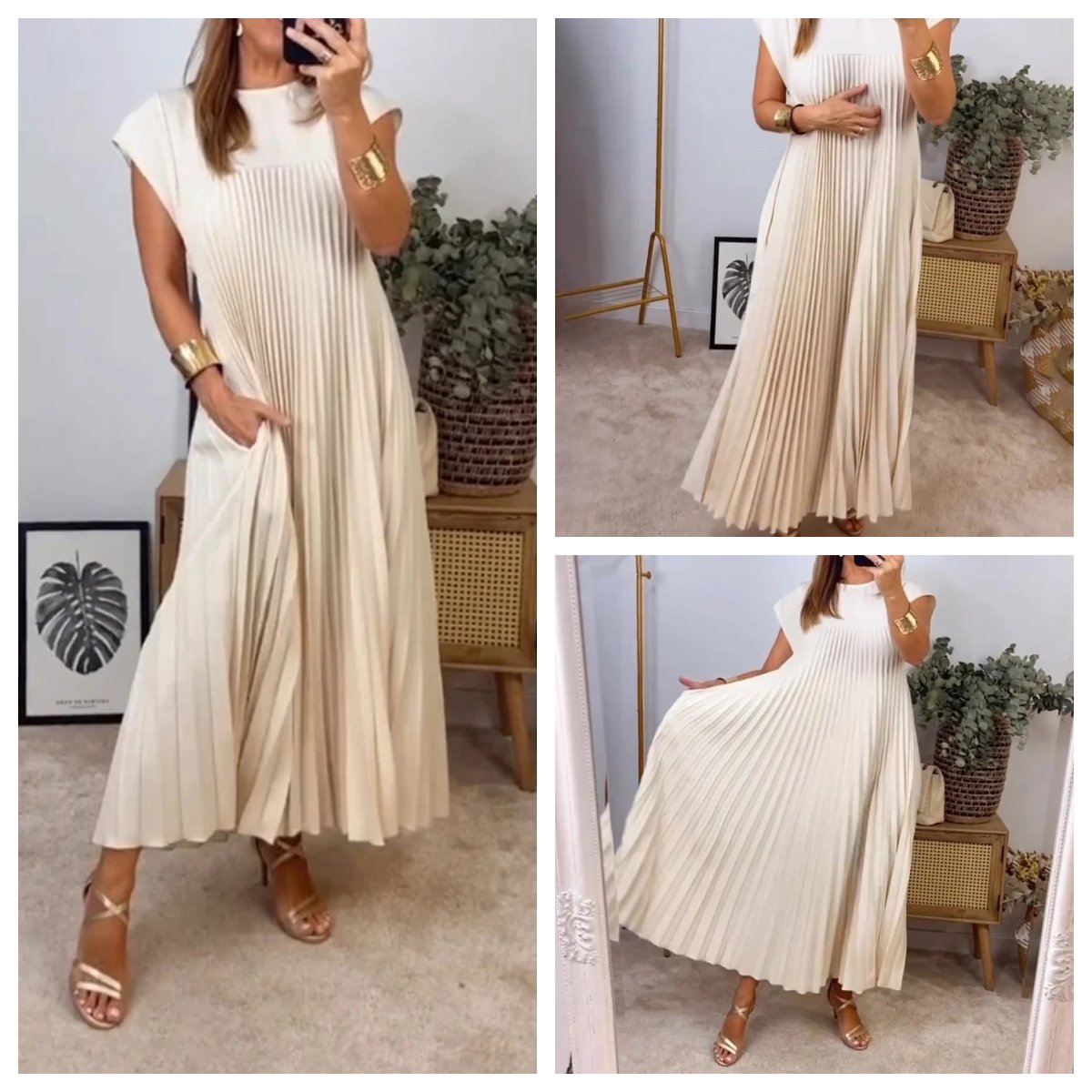 Mara™ - Robe Plissée Femme avec Détails de Couleur