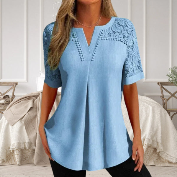 Alvara™ - Chemise d’Été Élégante à Manches Courtes en Dentelle pour Femmes