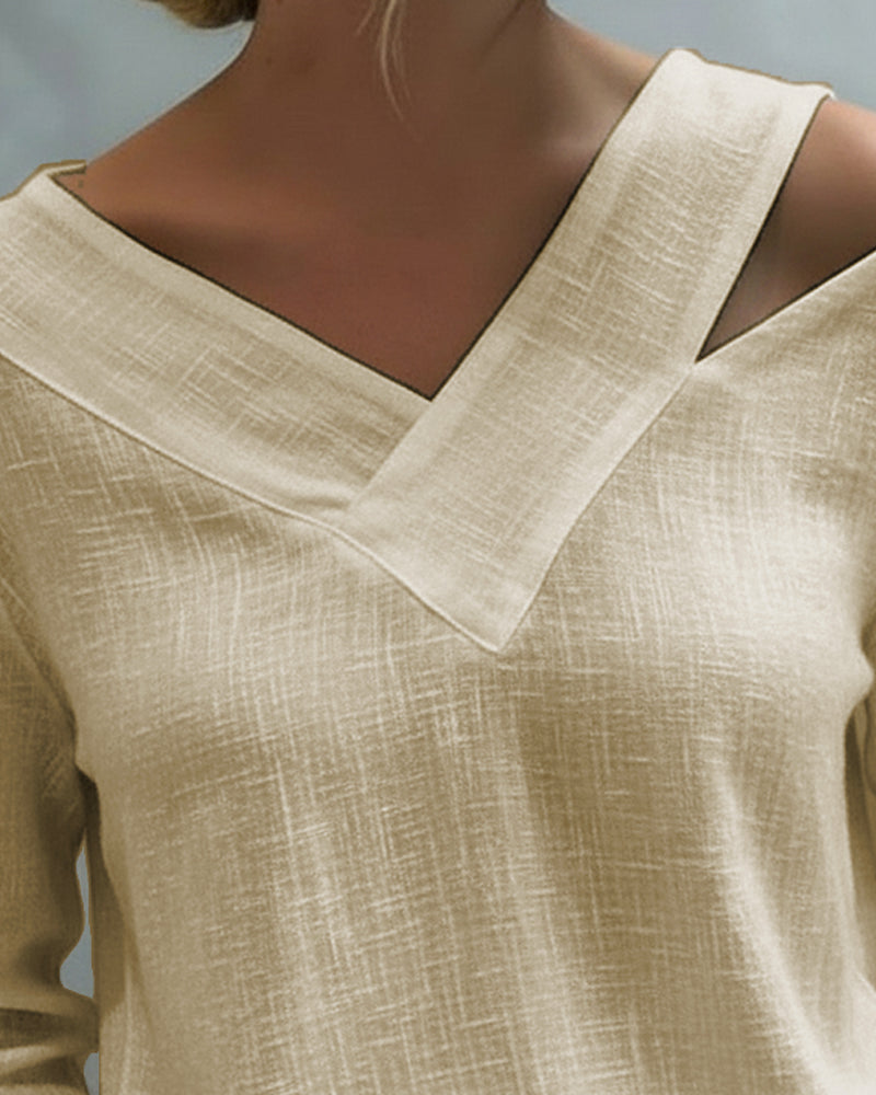 Melyra™ - Haut Élégant à Col V Décolleté Asymétrique