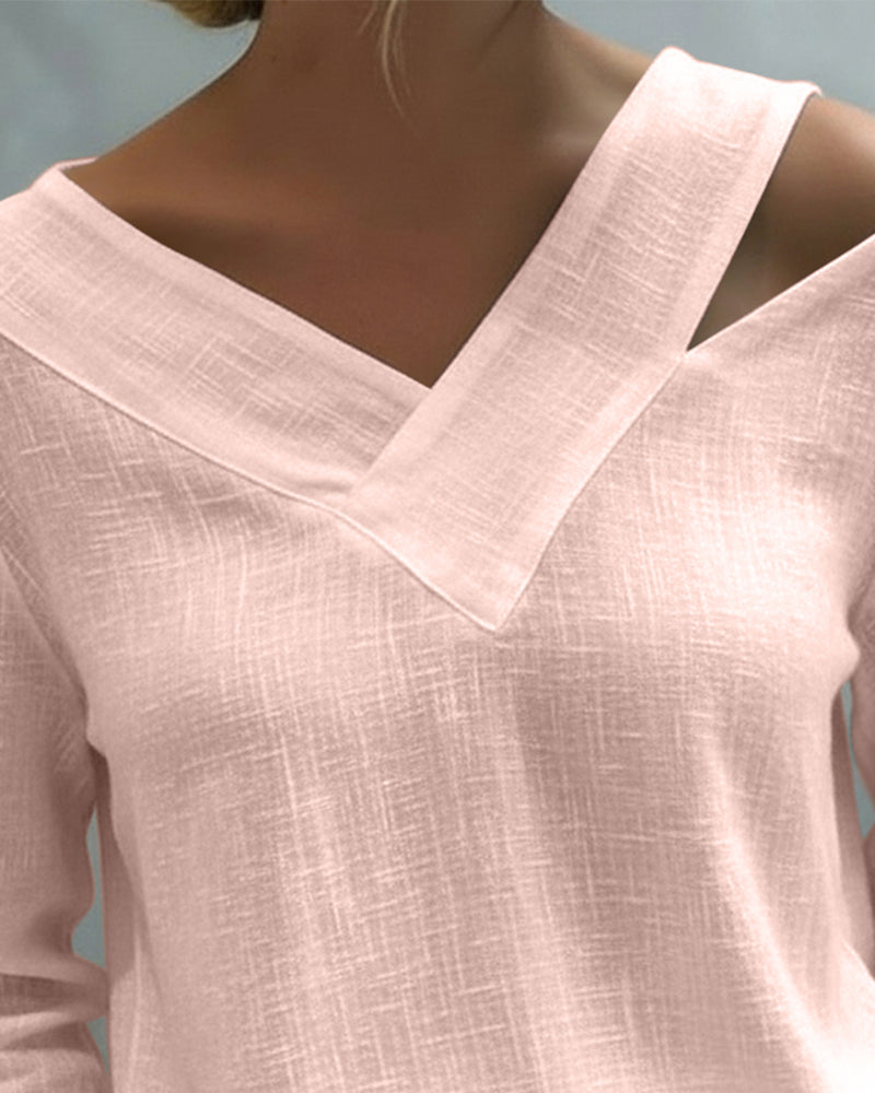 Melyra™ - Haut Élégant à Col V Décolleté Asymétrique