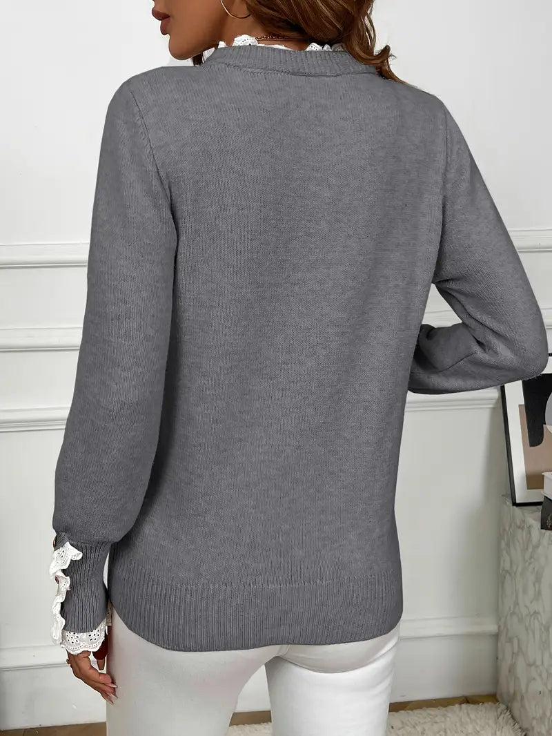 Inaya™ - Pull en tricot élégant à volants et boutons