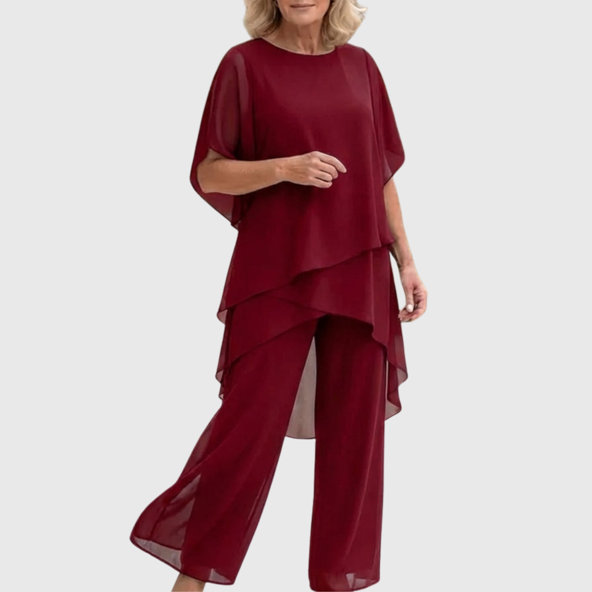 Fosira™ - Ensemble Élégant pour Femmes avec Pantalon Palazzo Drapé