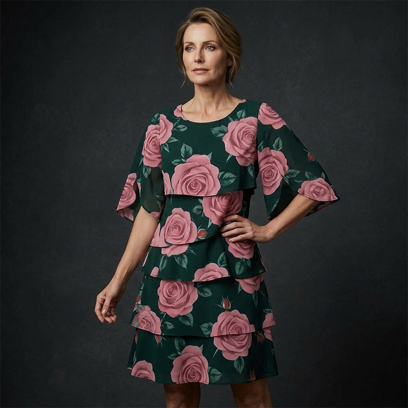 Qyvelle™ - Robe Femme Imprimé Floral Coupe Ample Manches Fluides Style Élégant