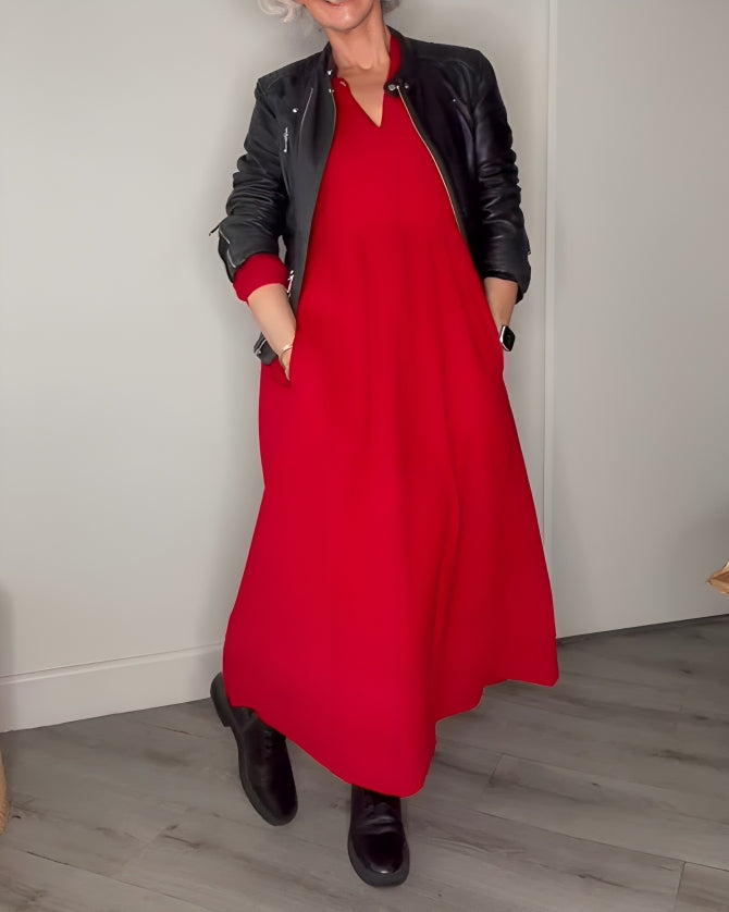 Amanda™ - La robe longue amincissante avec décolleté en V