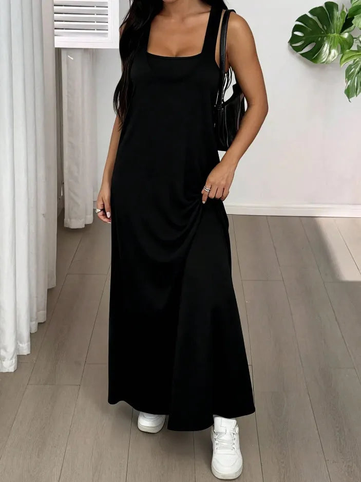 Dorissa - Robe longue femme effet deux pièces avec découpes latérales