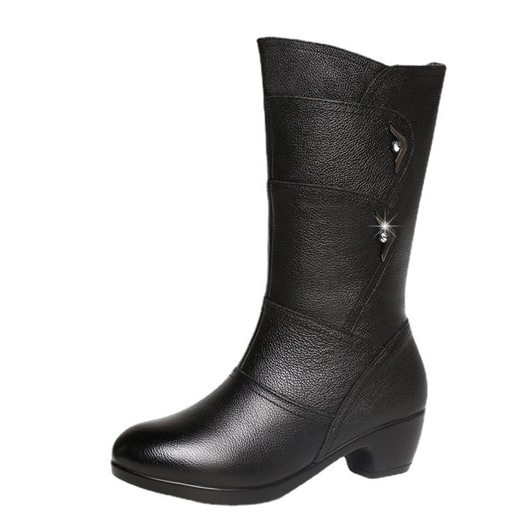 Catheriel™ - Bottines pour femmes jusqu'à mi-mollet avec plateforme et talon épais