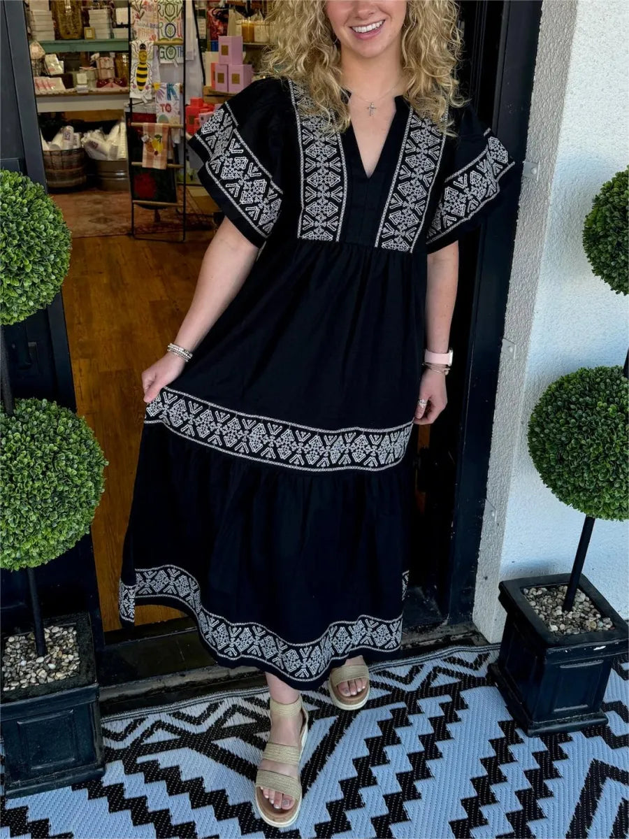 Noéa™ - Robe Longue Bohème à Col V