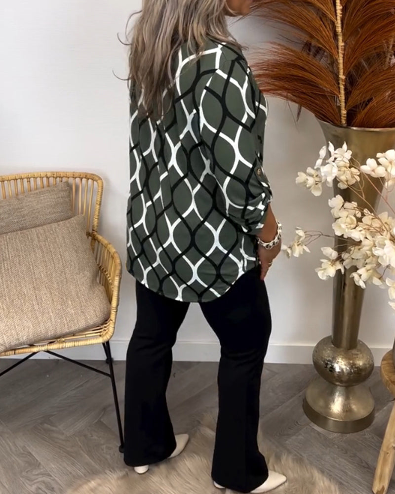 Florina™ - Blouse Décontractée à Manches Longues et Motif Élégant