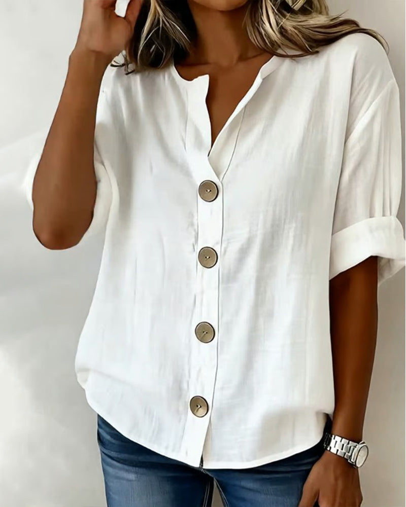 Pavixa™ - Blouse Femme Légère Boutonnée Coupe Fluide Pour Été
