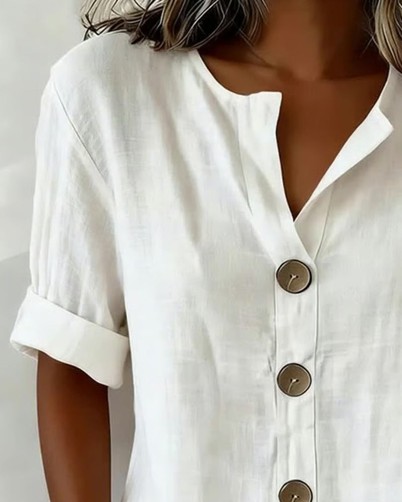 Pavixa™ - Blouse Femme Légère Boutonnée Coupe Fluide Pour Été