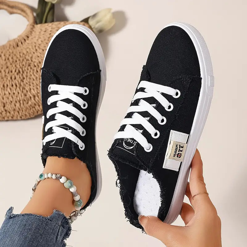 Cyrelia™ - Chaussures en toile lacées plates tendance et confortables qui vont avec tout