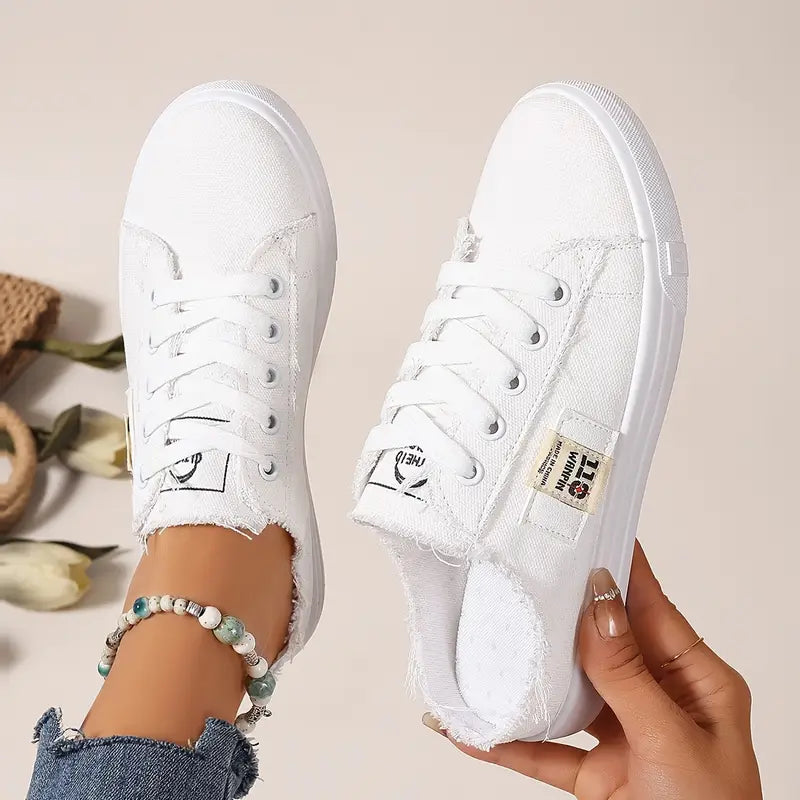 Cyrelia™ - Chaussures en toile lacées plates tendance et confortables qui vont avec tout