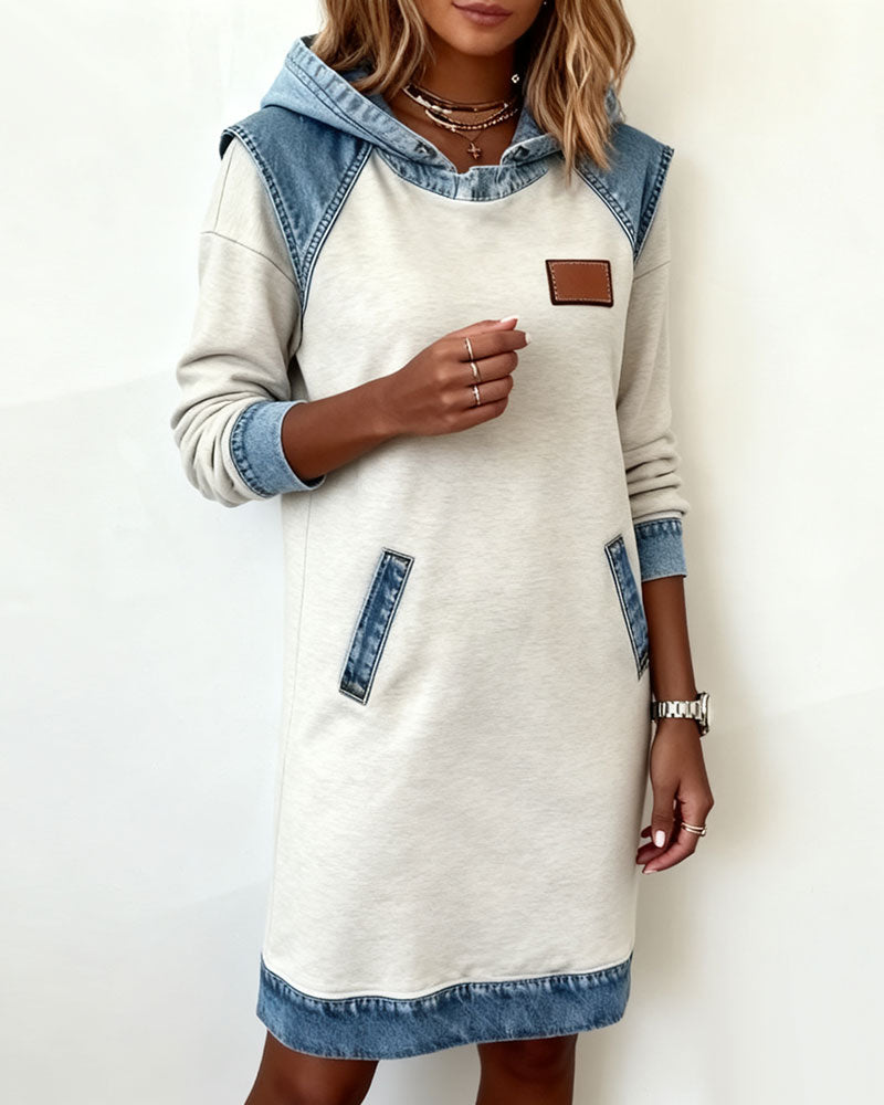 Lunariae™ - Robe casual à capuche style contrasté