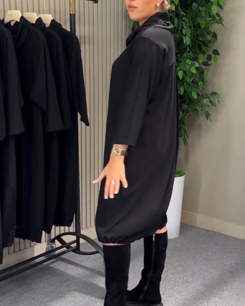 Kaelira™ - Robe femme à col drapé fluide et poches pratiques