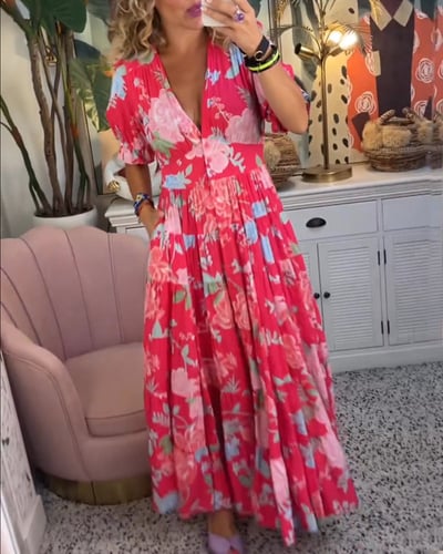 Isabeau™ - Robe Longue Confortable avec Col V et Poches