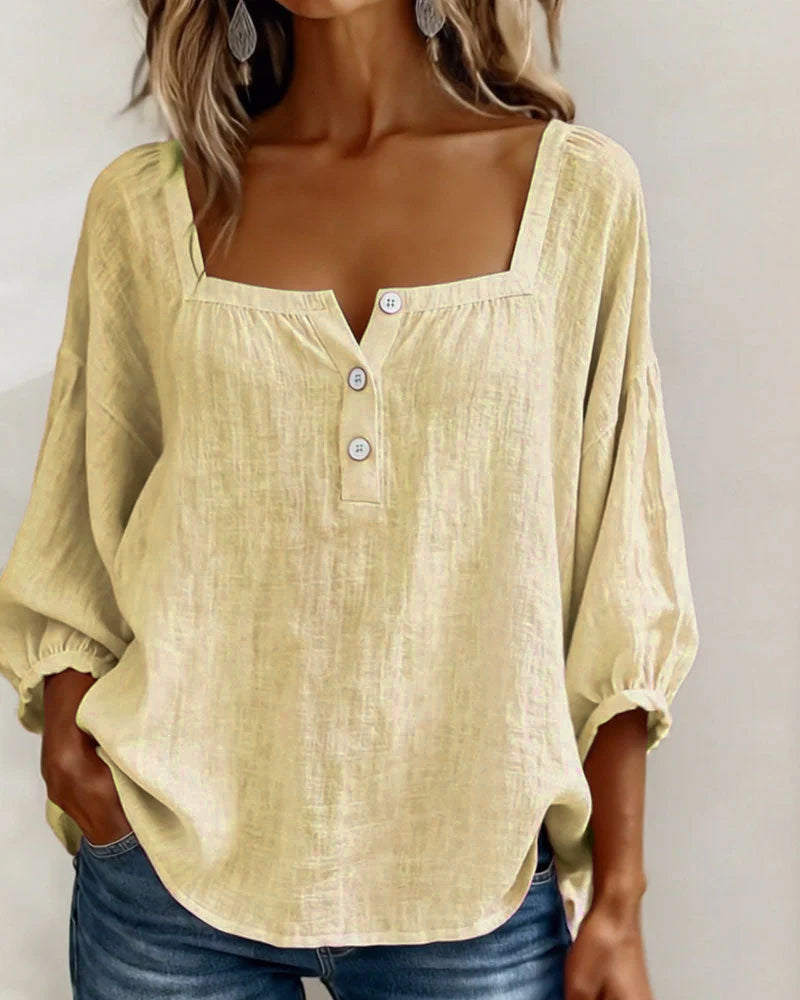 Glyressa™ - Blouse Femme Élégante à Col Carré