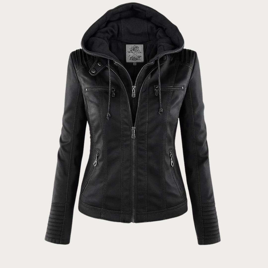 Rieke - Veste femme en similicuir à capuche et fermeture éclair