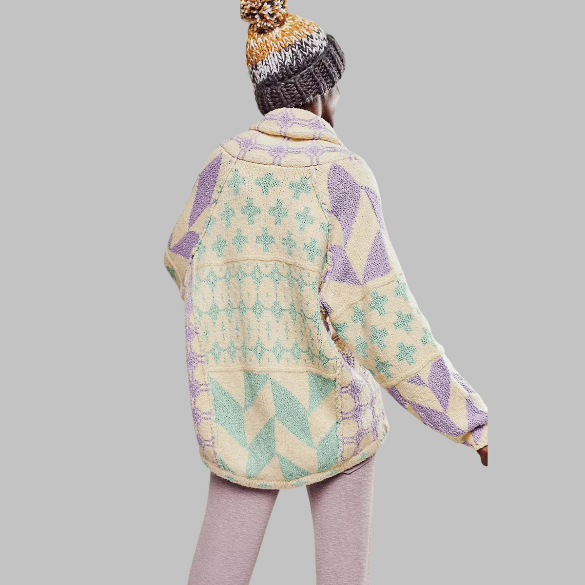 Quenalya - Cardigan Oversize à Col Boutonné Vintage