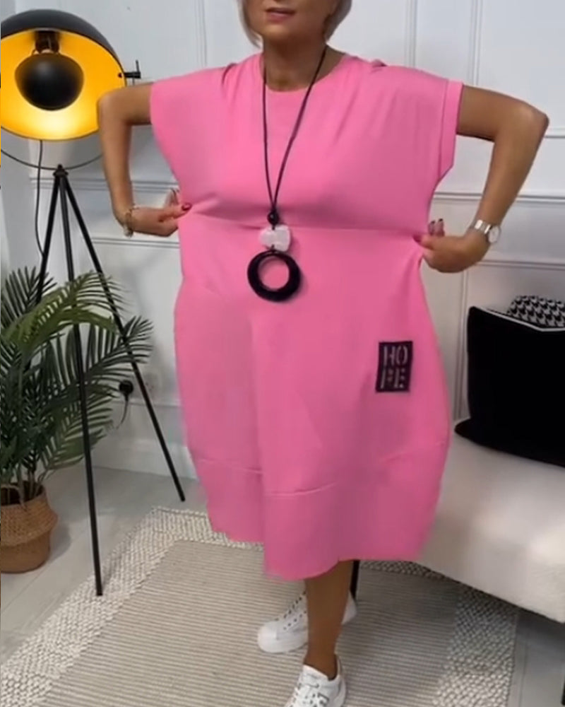 Marie™ - Robe Décontractée à Manches Courtes avec Imprimé Lettre pour Femme