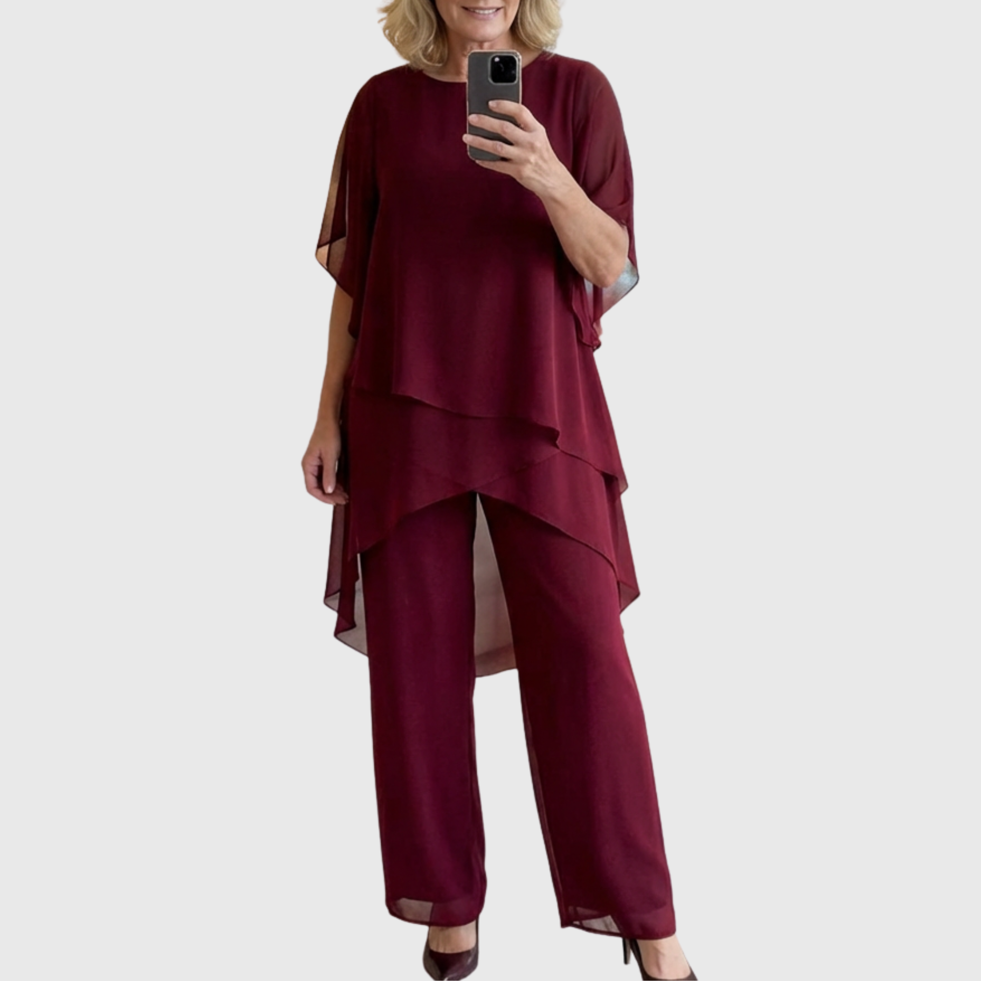 Fosira™ - Ensemble Élégant pour Femmes avec Pantalon Palazzo Drapé