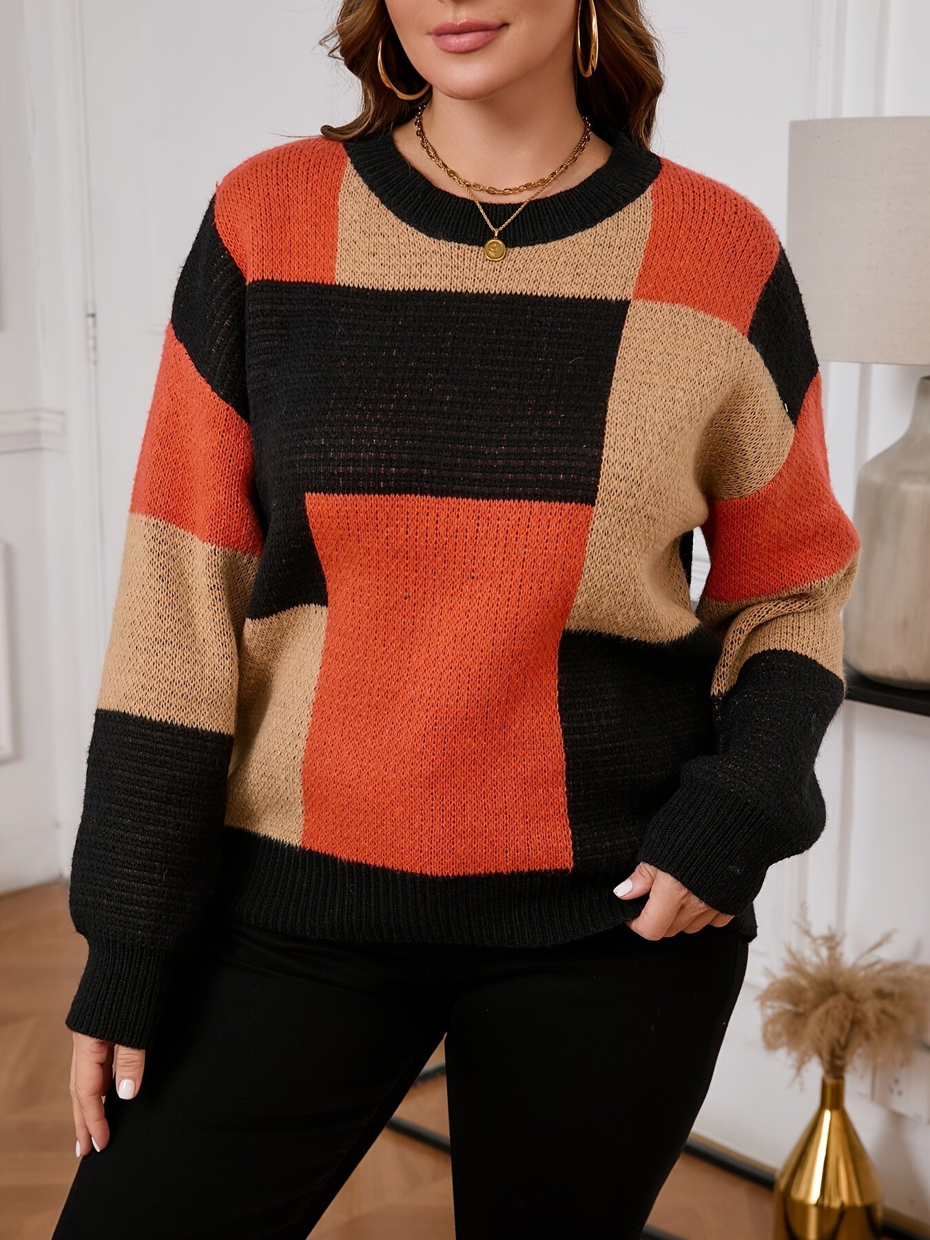 Nicolette™ - Pull Tricot Bicolore - Élégance et Confort pour l'Hiver