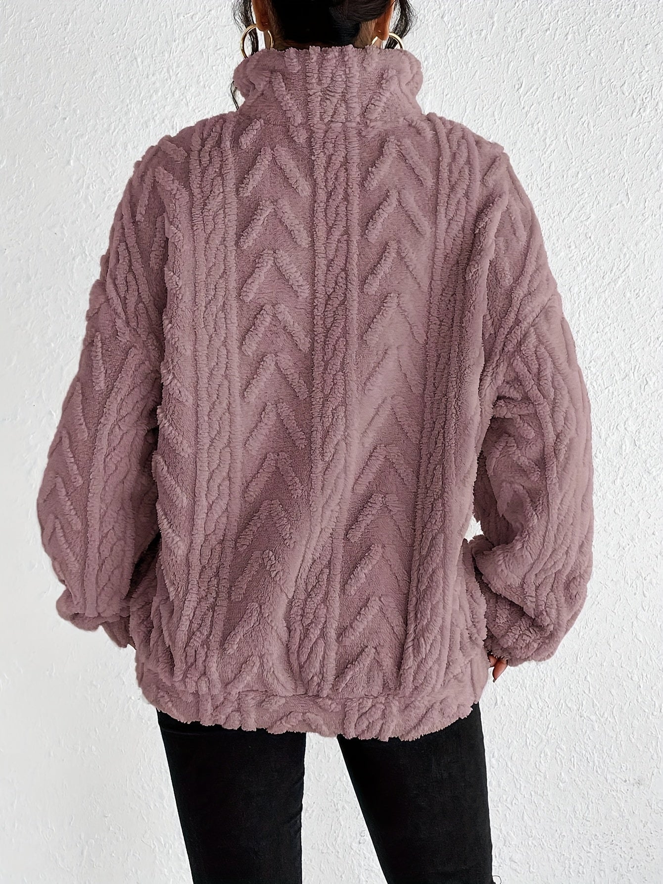 Claudette™ - Sweatshirt Luxe en Fleece à Tricot Cable