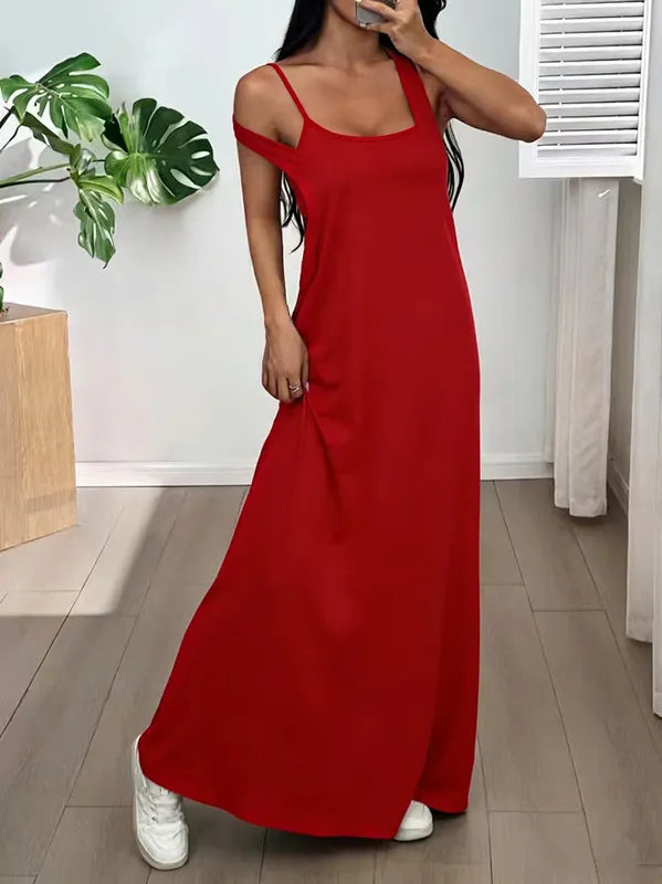 Dorissa - Robe longue femme effet deux pièces avec découpes latérales