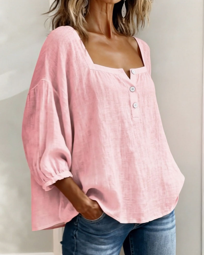 Glyressa™ - Blouse Femme Élégante à Col Carré
