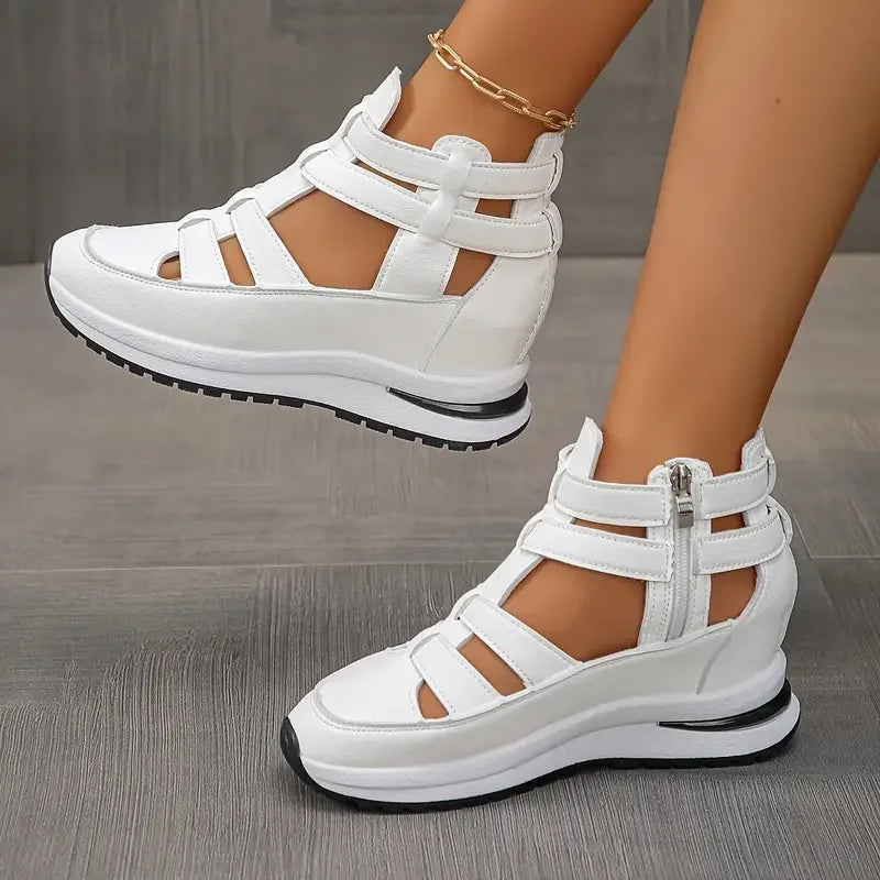 Romina™ - Sandales à Talon Compensé Élégantes et Légères avec Fermeture Éclair Latérale