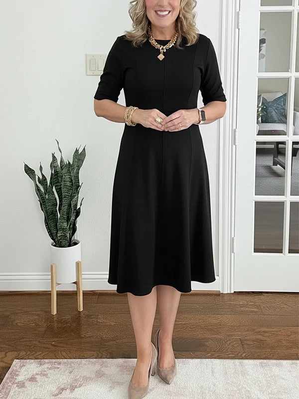 Quirinae™ - Robe Midi Élégante À Coupe Évasée Et Manches