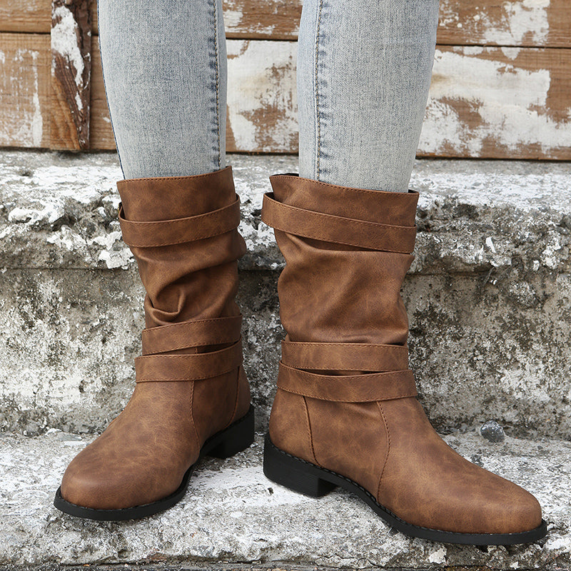 Nettie™ - Bottes Rétro en Cuir pour l'Automne-Hiver