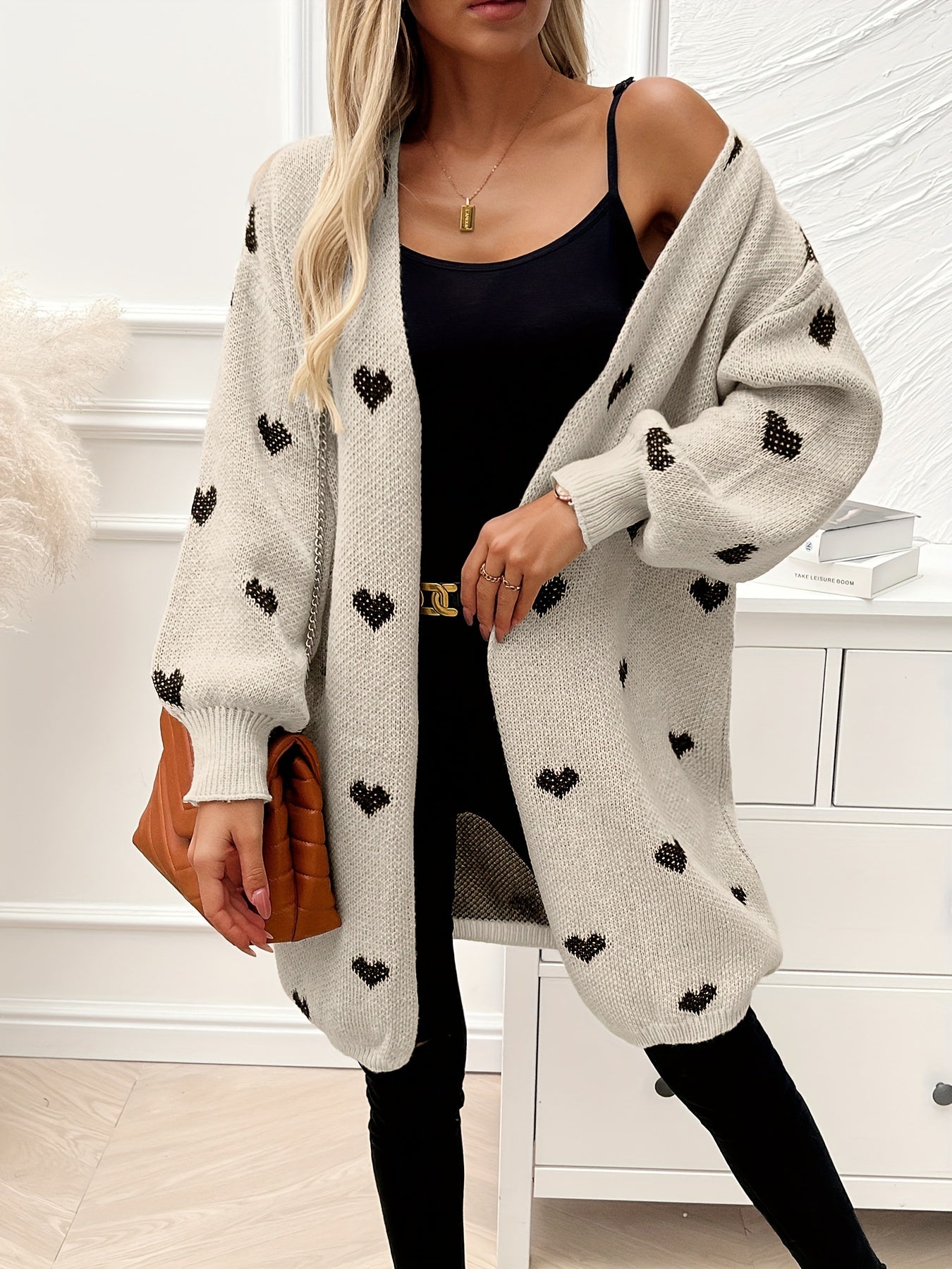 Rochelle™ - Cardigan Tricot à Motif Cœur