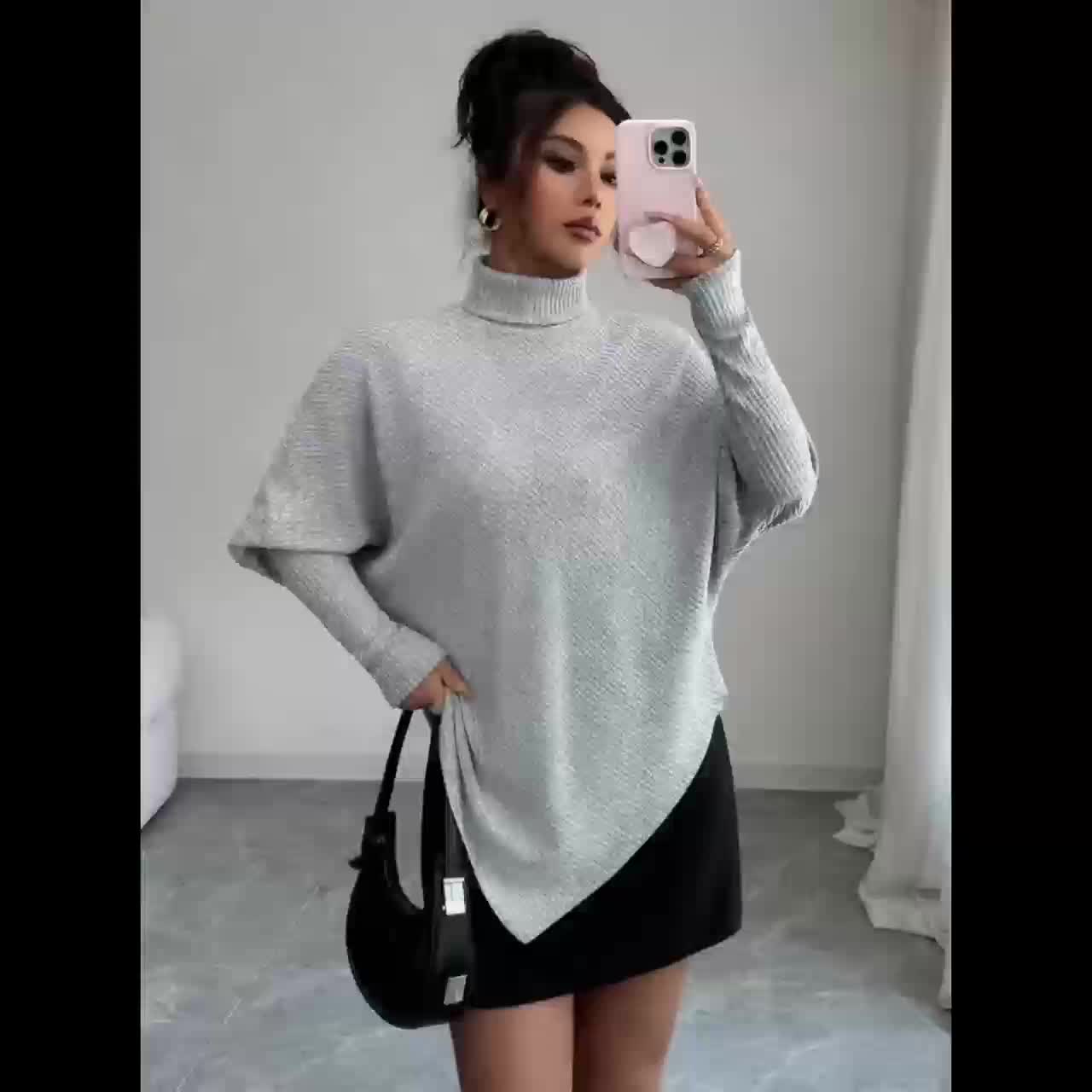 Ilyssa™ - Pull Asymétrique Col Montant Élégance Moderne