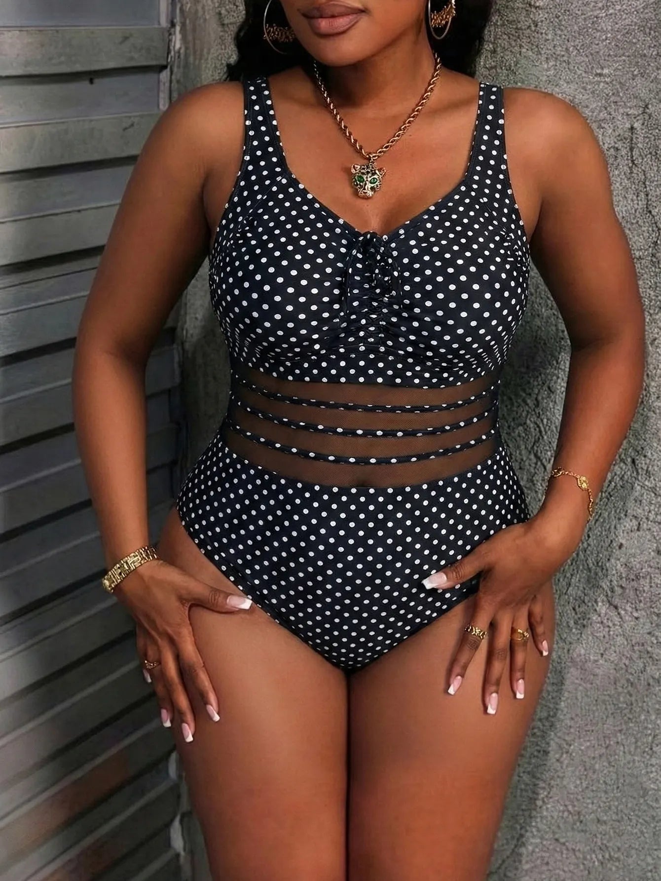 Irmelin - Maillot une pièce femme à pois style rétro
