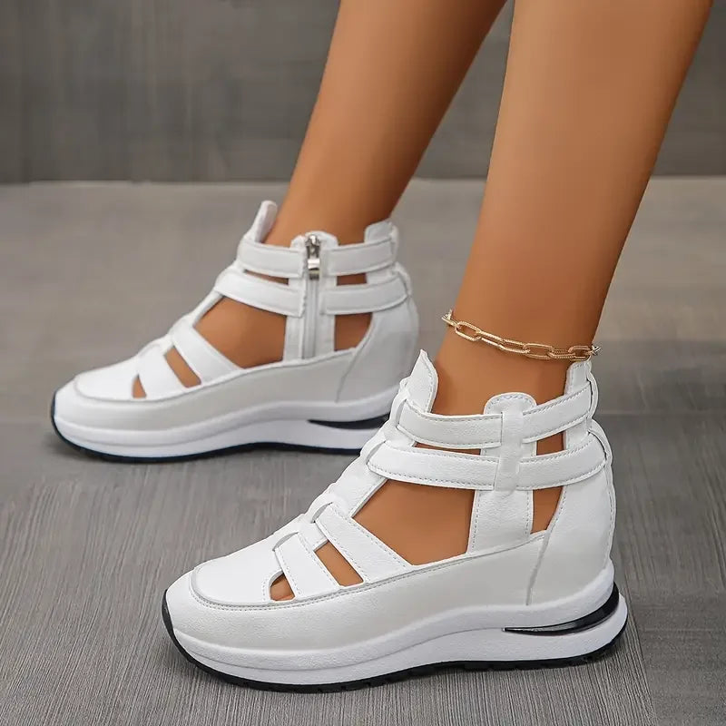 Romina™ - Sandales à Talon Compensé Élégantes et Légères avec Fermeture Éclair Latérale