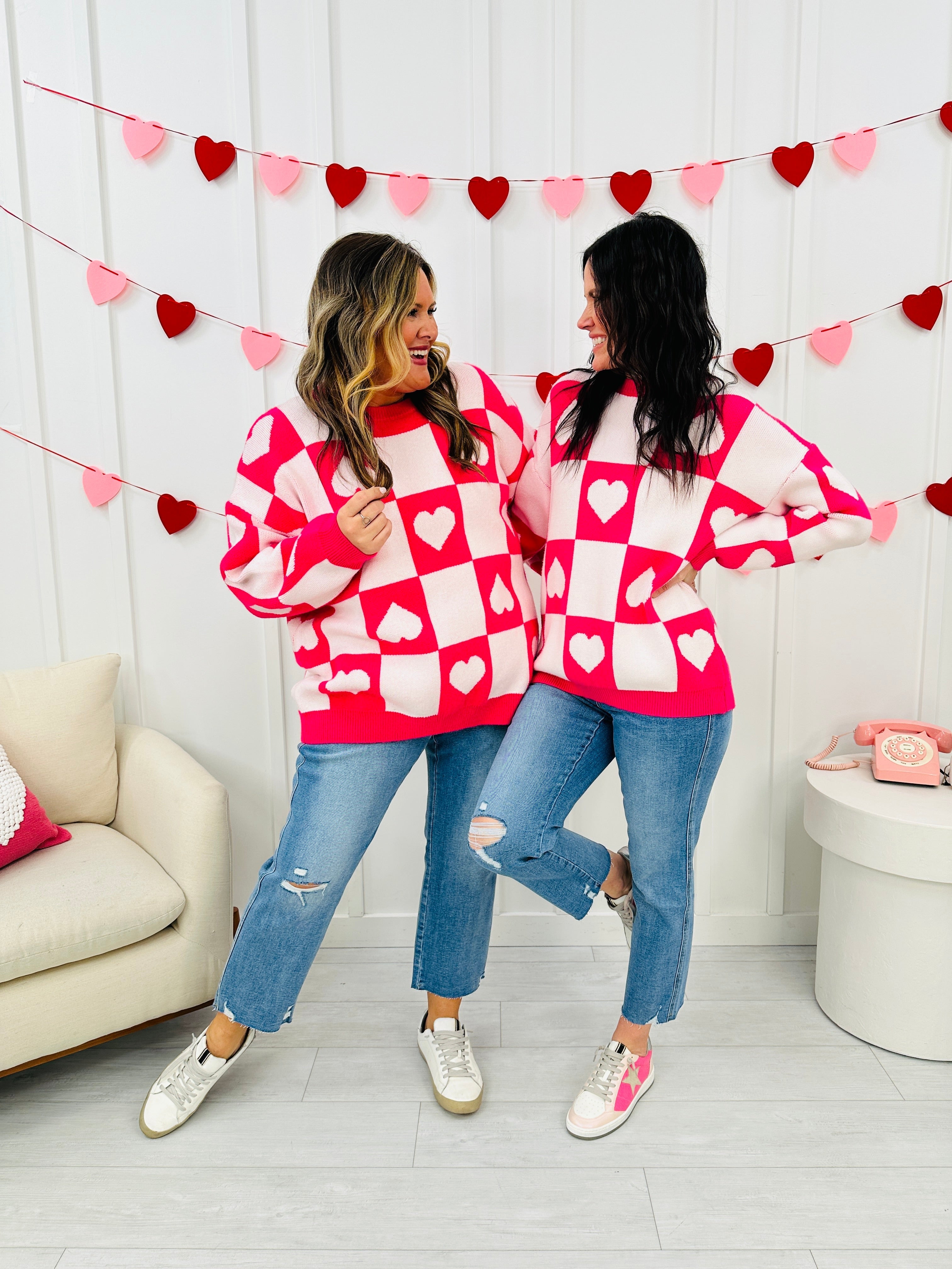 Ottilie™ - Pull Saint-Valentin à Cœurs Carreaux