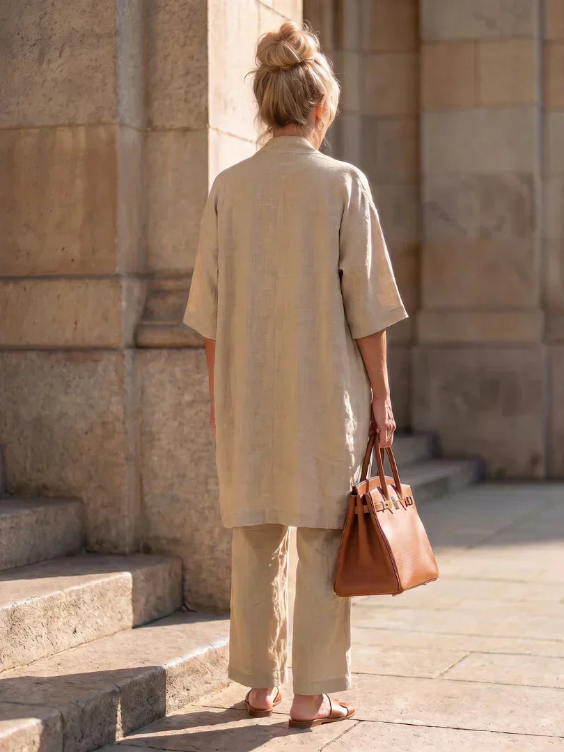 Faevina - Ensemble femme léger avec kimono, haut et pantalon