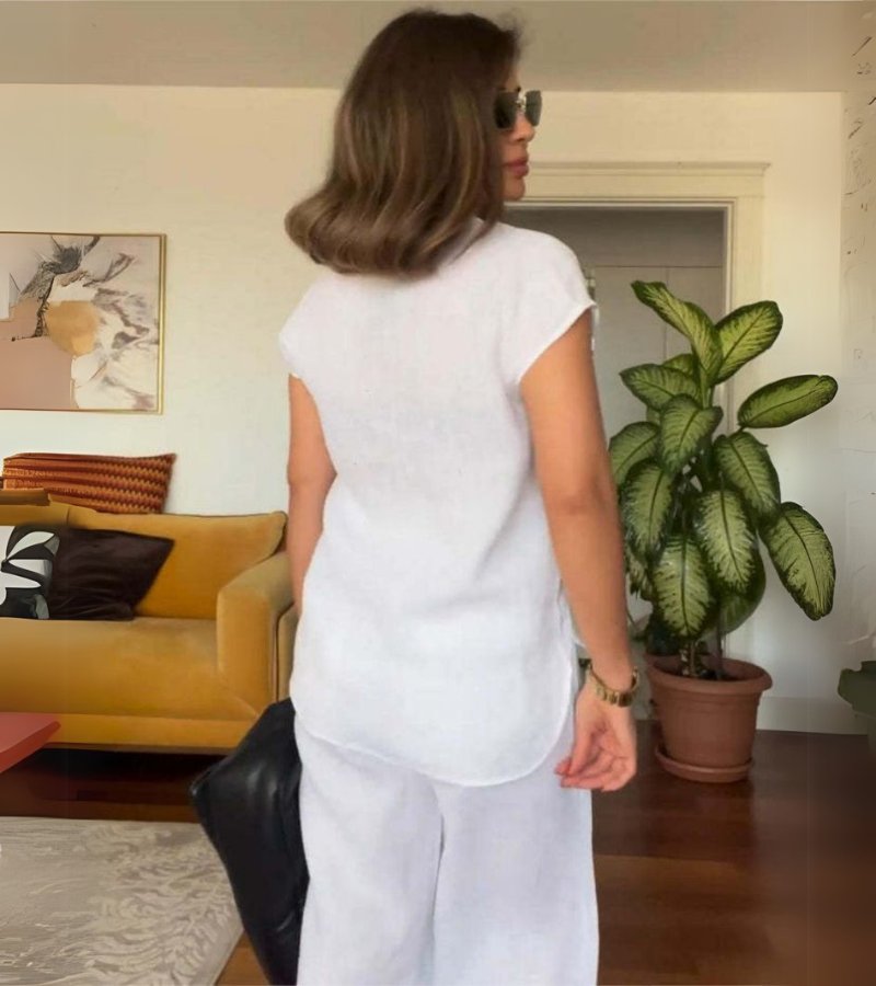 Delina™ - Ensemble Deux Pièces en Coton et Lin pour un Été Frais et Élégant