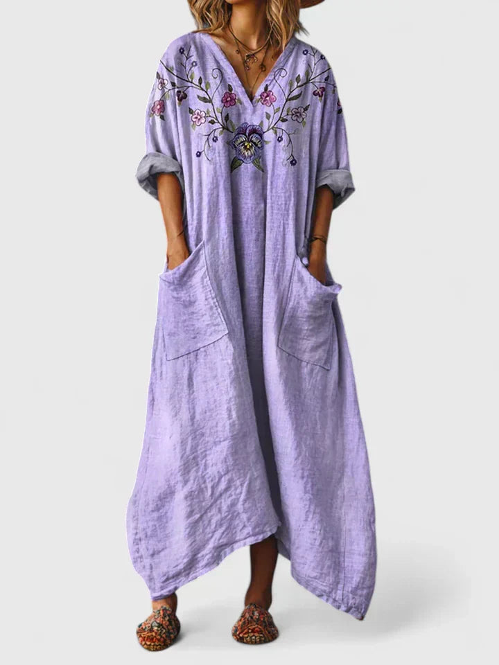 Grazelle™ - Robe Longue Fluide Imprimée Style Bohème Élégant
