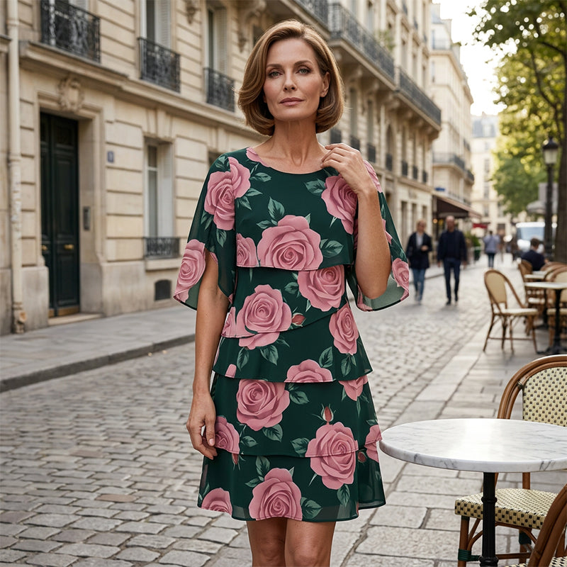 Qyvelle™ - Robe Femme Imprimé Floral Coupe Ample Manches Fluides Style Élégant